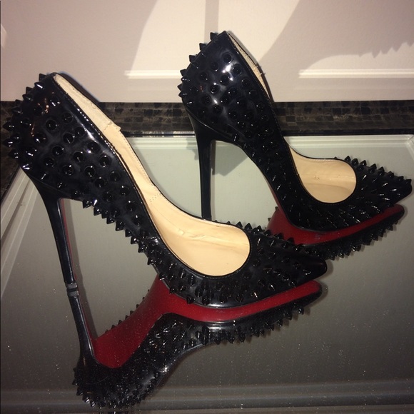 christian louboutin black spiked heels